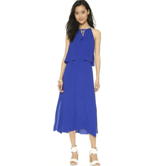 Madewell Open Back Halter Neck Maxi Dress Blue - Picture 2 of 9